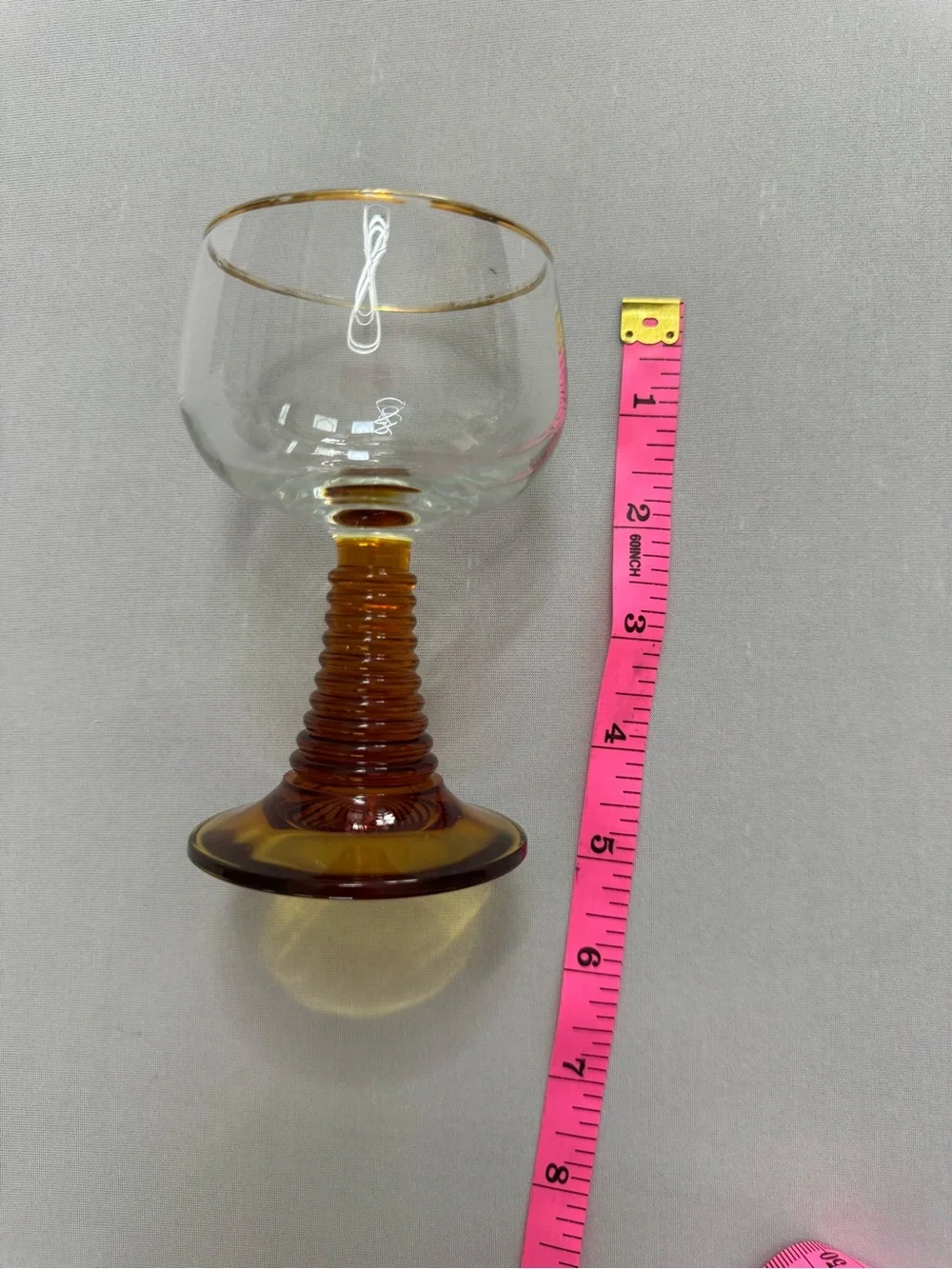 Vintage Luminarc France Amber Beehive Bourbon Cocktail Wine Glasses Set of 2